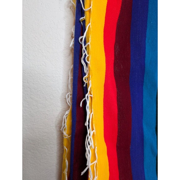 Vtg Pueblo Blanket Striped Bright Rainbow El Paso Saddle Blanket Co 57x81 - Picture 4 of 8